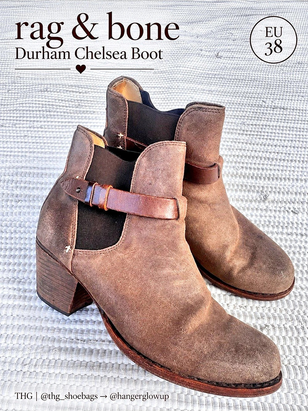 rag & bone Durham Chelsea Boots Brown Waxed Suede Strap EU 38
